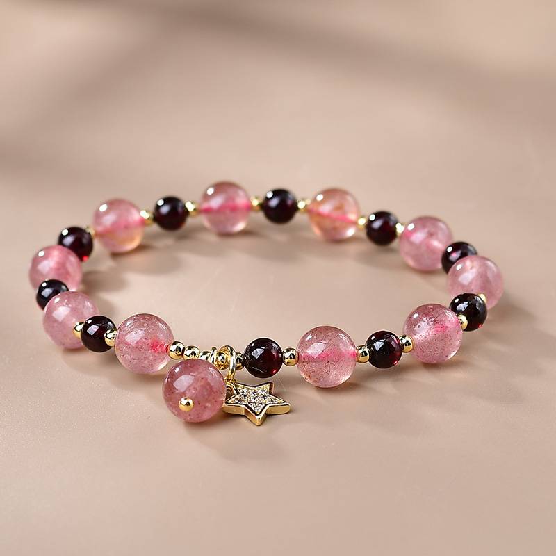 Passionate Love Strawberry Quartz & Garnet Devotion Bracelet