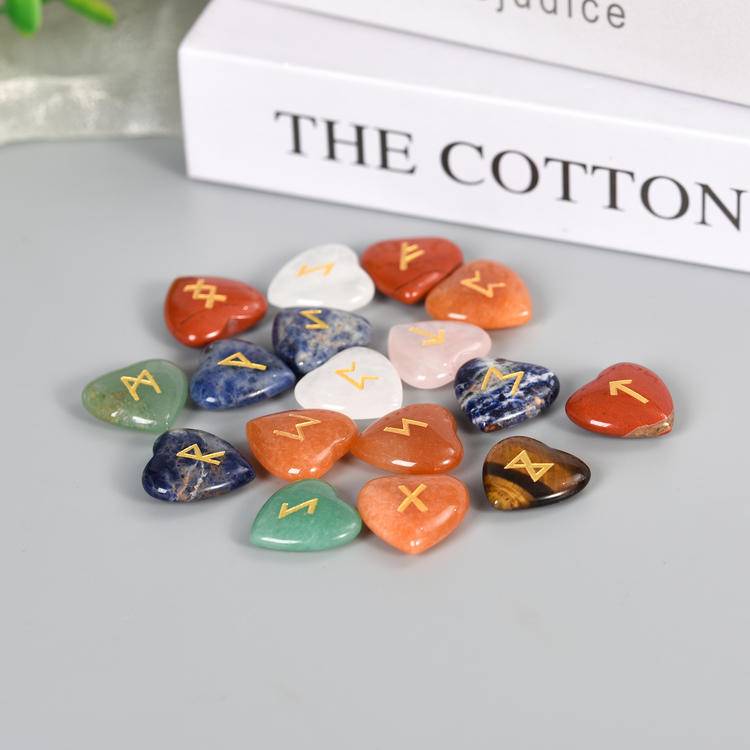 Love Guidance – Heart-Shaped Germanic Runes Set (24+1 Pieces)