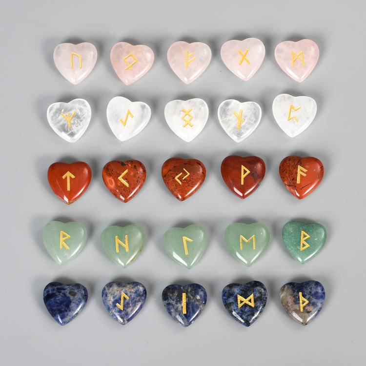 Love Guidance – Heart-Shaped Germanic Runes Set (24+1 Pieces)
