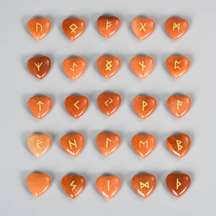Love Guidance – Heart-Shaped Germanic Runes Set (24+1 Pieces)