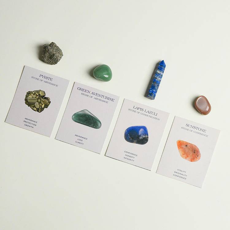 Intentional Energy – Polished Crystal Healing Set with Meaning Cards
