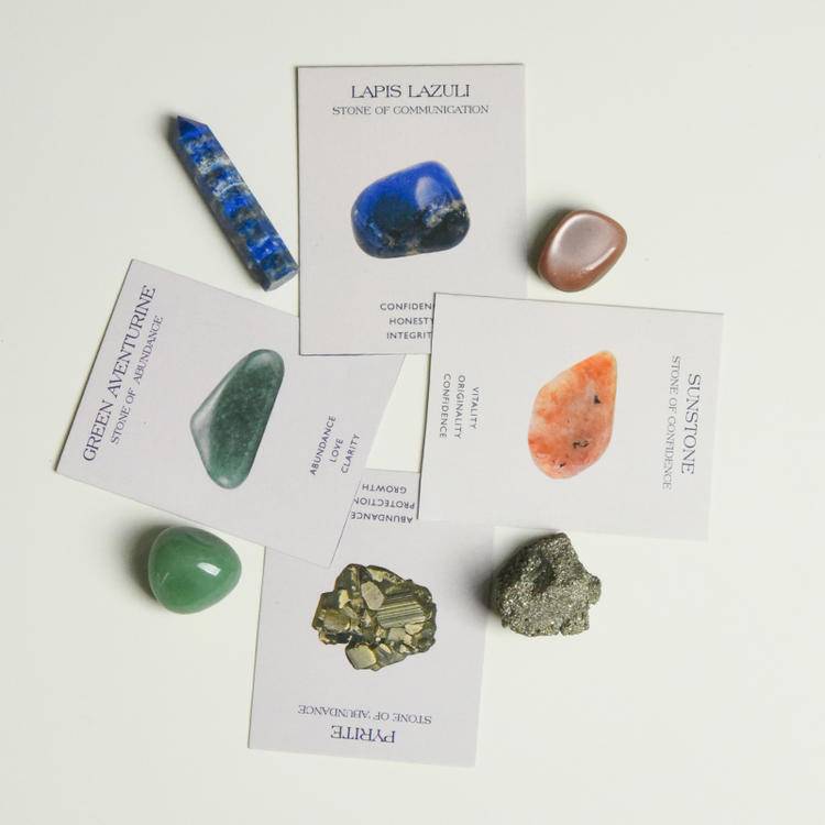 Intentional Energy – Polished Crystal Healing Set with Meaning Cards