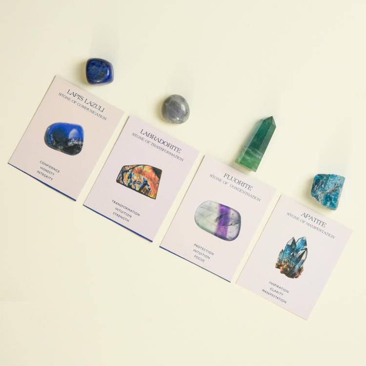Intentional Energy – Polished Crystal Healing Set with Meaning Cards