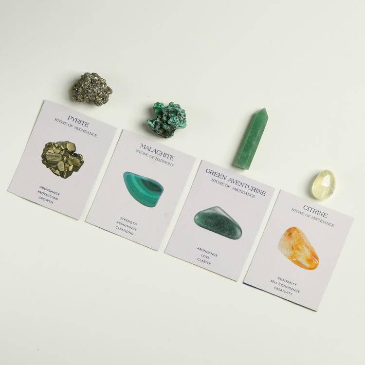 Intentional Energy – Polished Crystal Healing Set with Meaning Cards