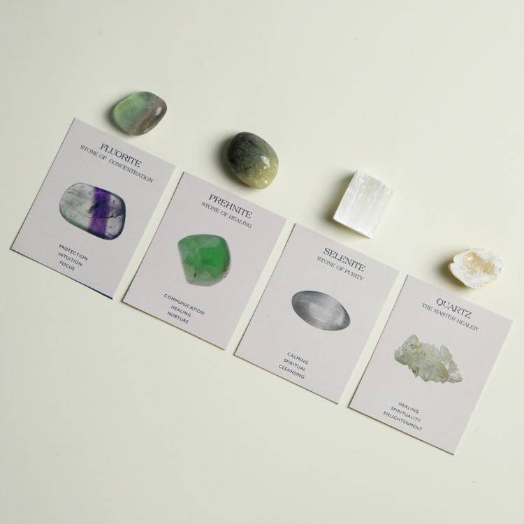 Intentional Energy – Polished Crystal Healing Set with Meaning Cards