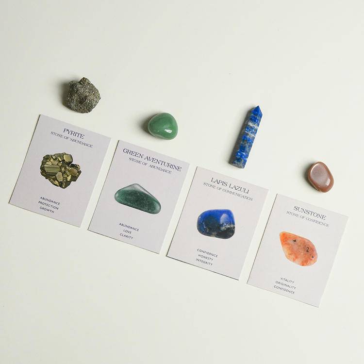 Intentional Energy – Polished Crystal Healing Set with Meaning Cards