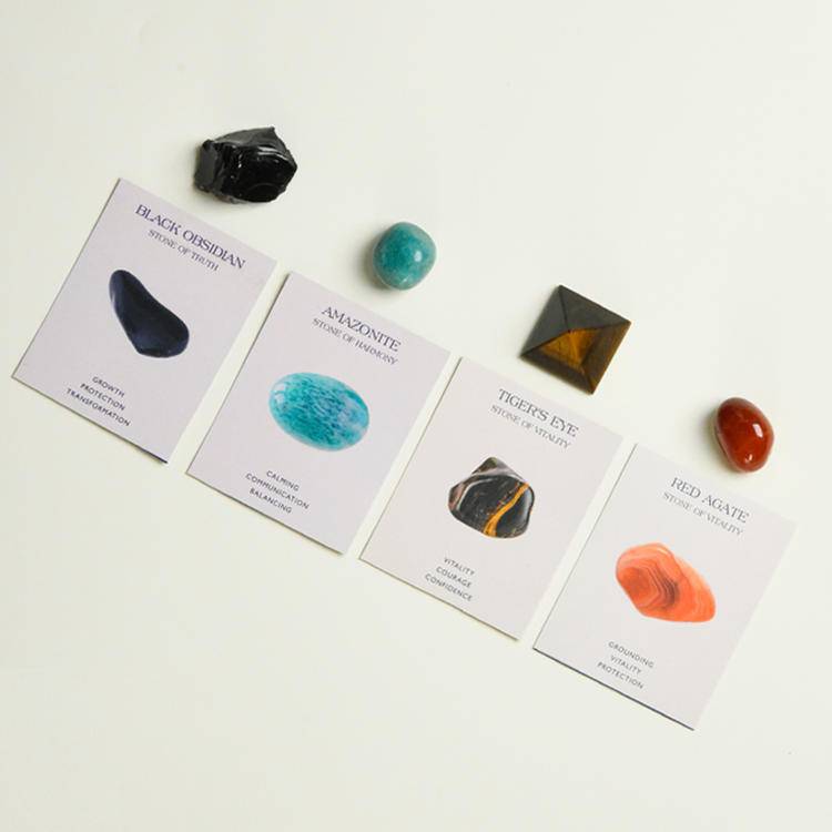 Intentional Energy – Polished Crystal Healing Set with Meaning Cards