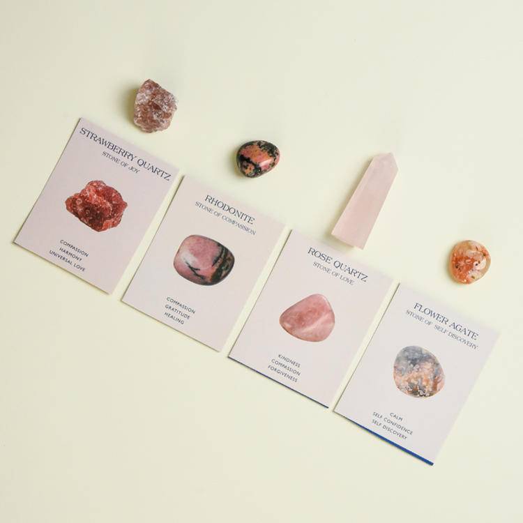 Intentional Energy – Polished Crystal Healing Set with Meaning Cards