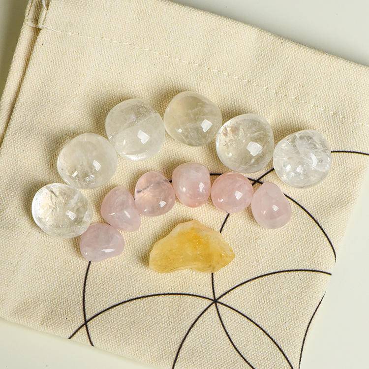 Sacred Energy – Crystal Grid Set with Geometric Cloth (9 Intention Themes)