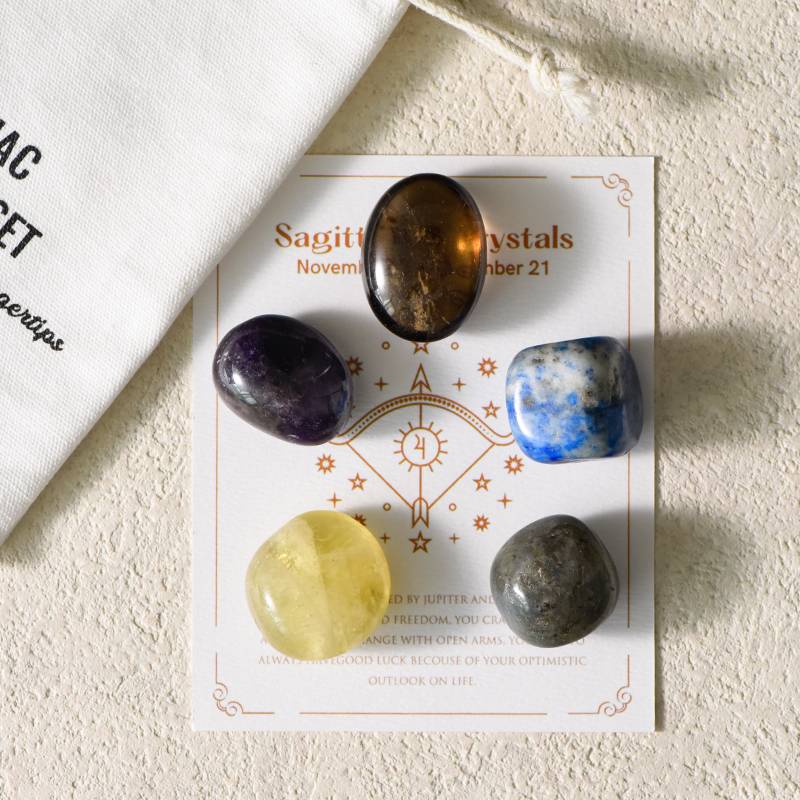 Zodiac Energy – 12 Astrology Healing Stones & Piezoelectric Clear Quartz Bracelet Set