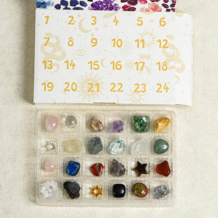 Mystic Discovery – 24-Piece Crystal Blind Box with Raw, Tumbled & Chip Stones