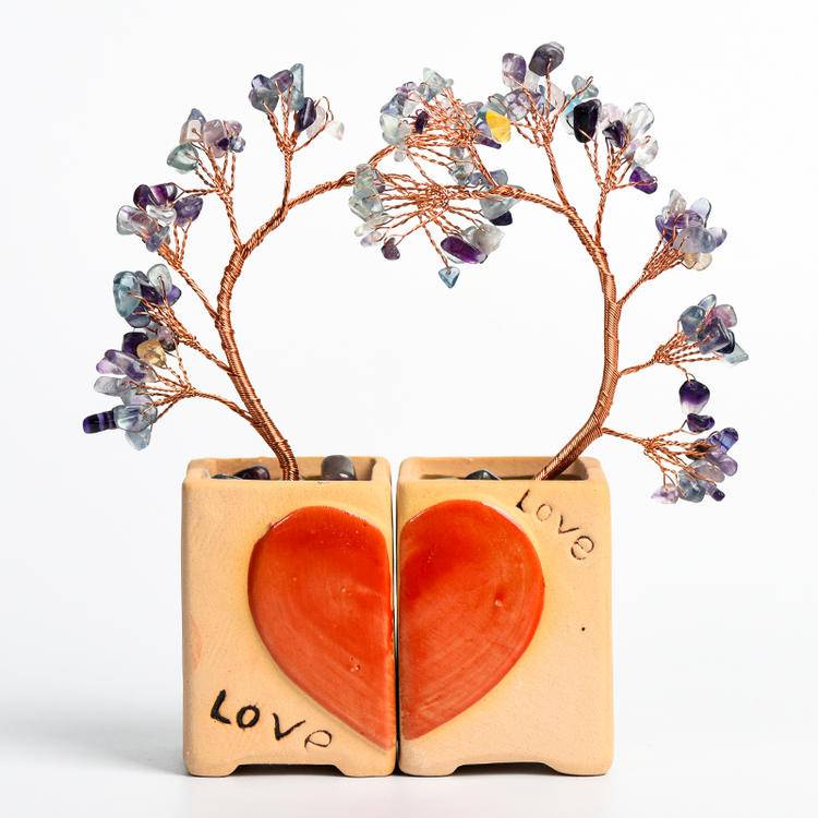Eternal Bond – Crystal Couple Trees with Heart Base