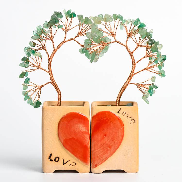 Eternal Bond – Crystal Couple Trees with Heart Base