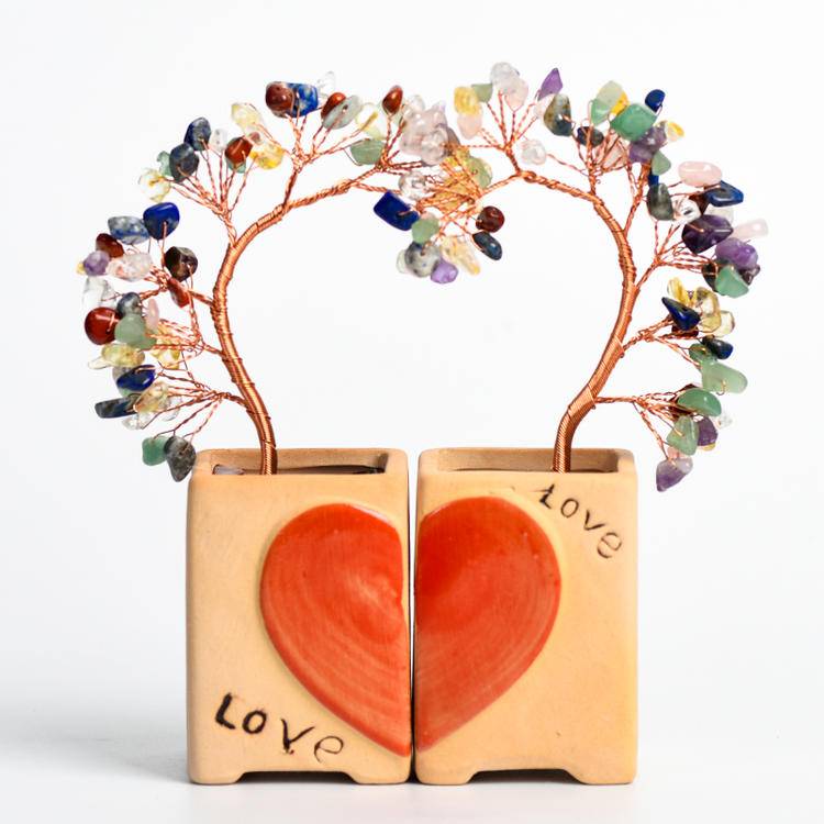 Eternal Bond – Crystal Couple Trees with Heart Base
