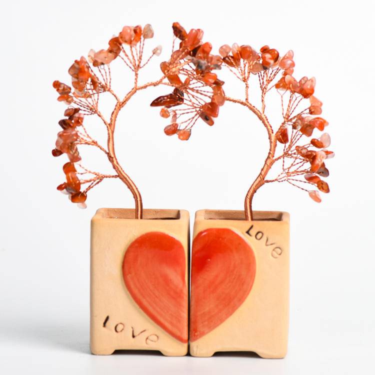 Eternal Bond – Crystal Couple Trees with Heart Base