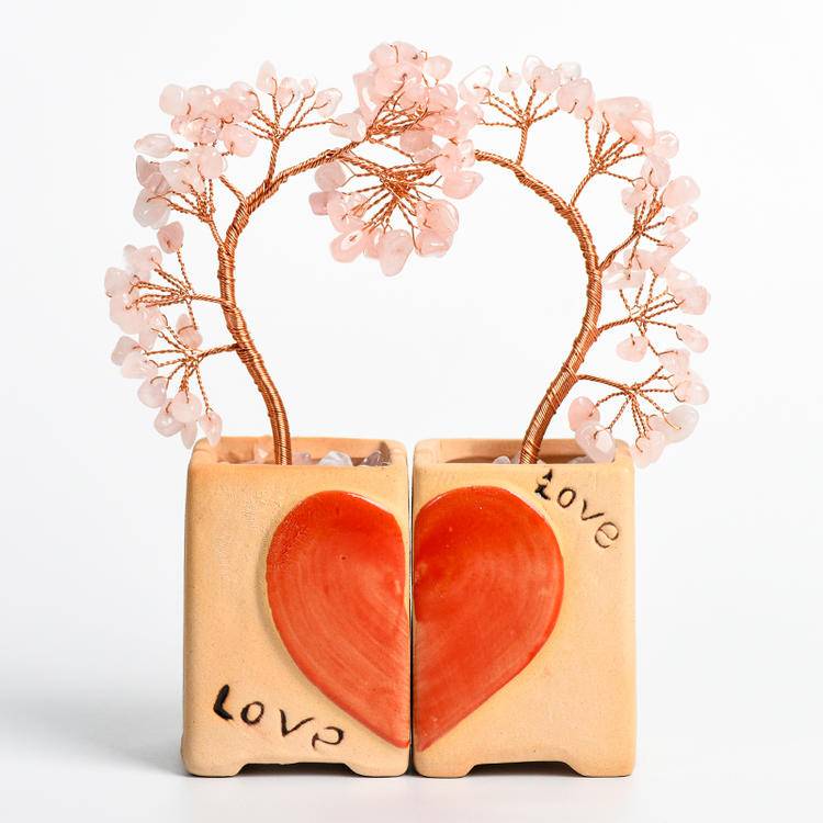 Eternal Bond – Crystal Couple Trees with Heart Base