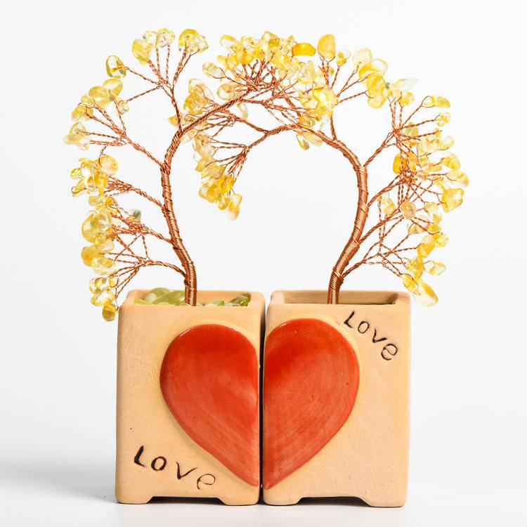 Eternal Bond – Crystal Couple Trees with Heart Base