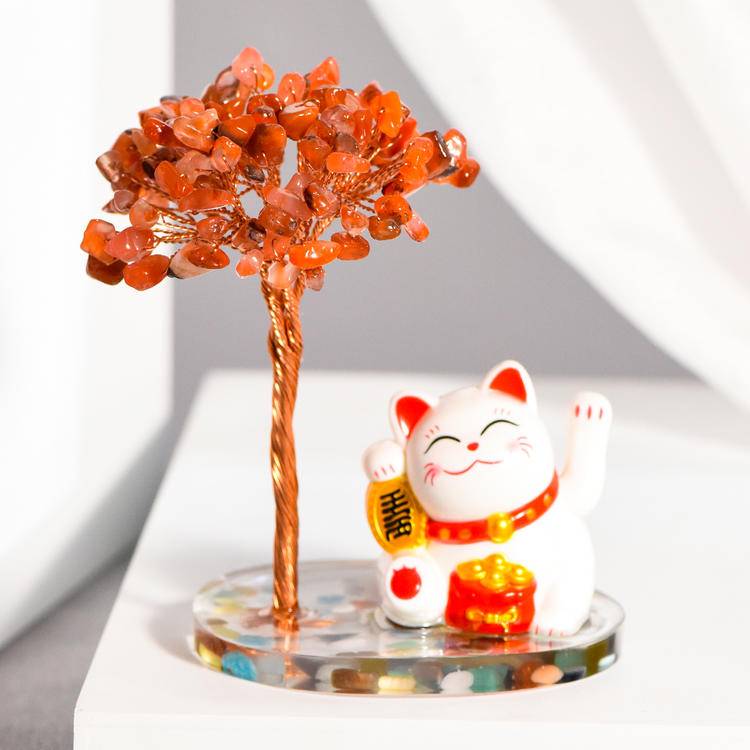 Fortune Guardian – Crystal Money Tree with Maneki Neko Lucky Cat