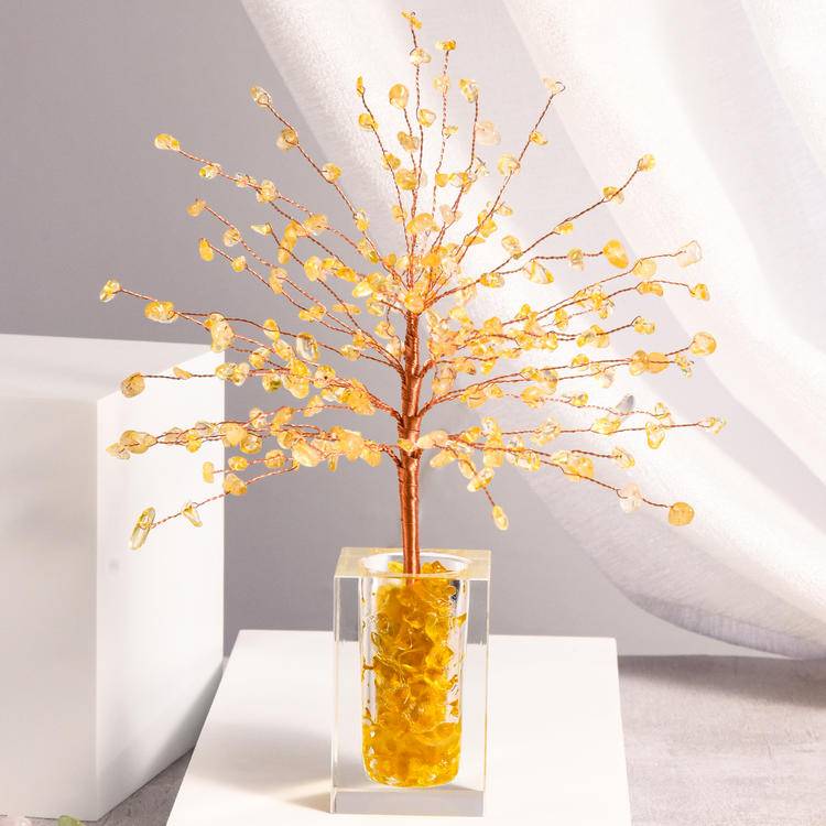 Prosperity Flow – Crystal Wealth Tree in Glass Vessel