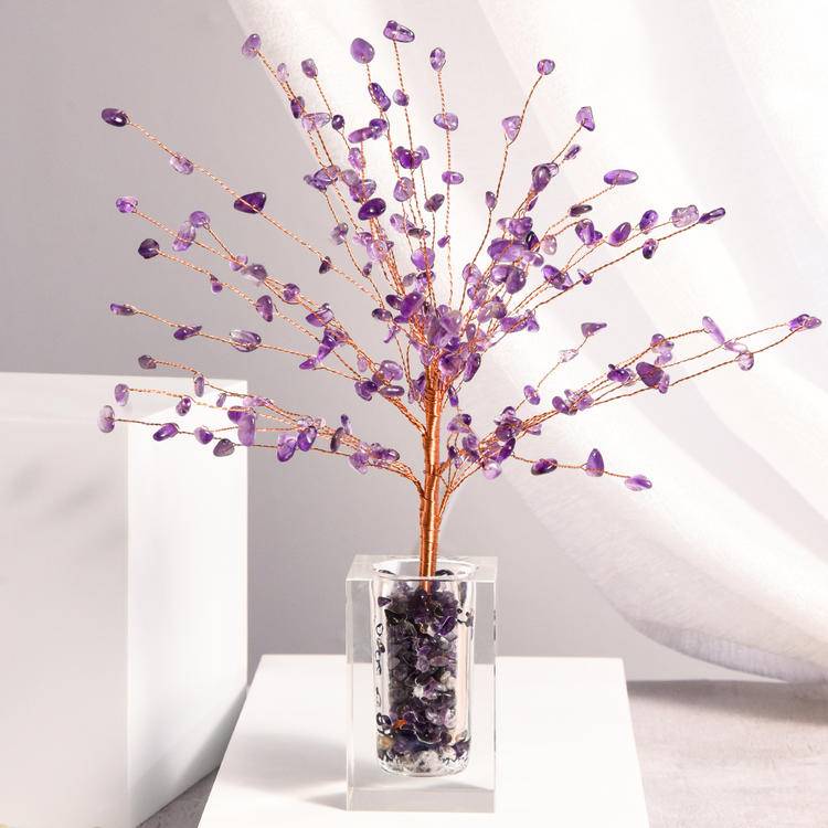 Prosperity Flow – Crystal Wealth Tree in Glass Vessel