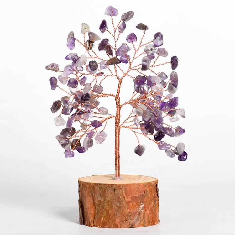Natural Renewal – Crystal Tree on Wood Base