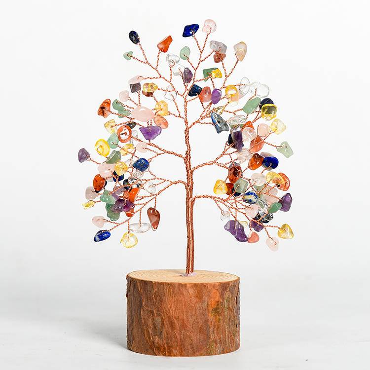 Natural Renewal – Crystal Tree on Wood Base