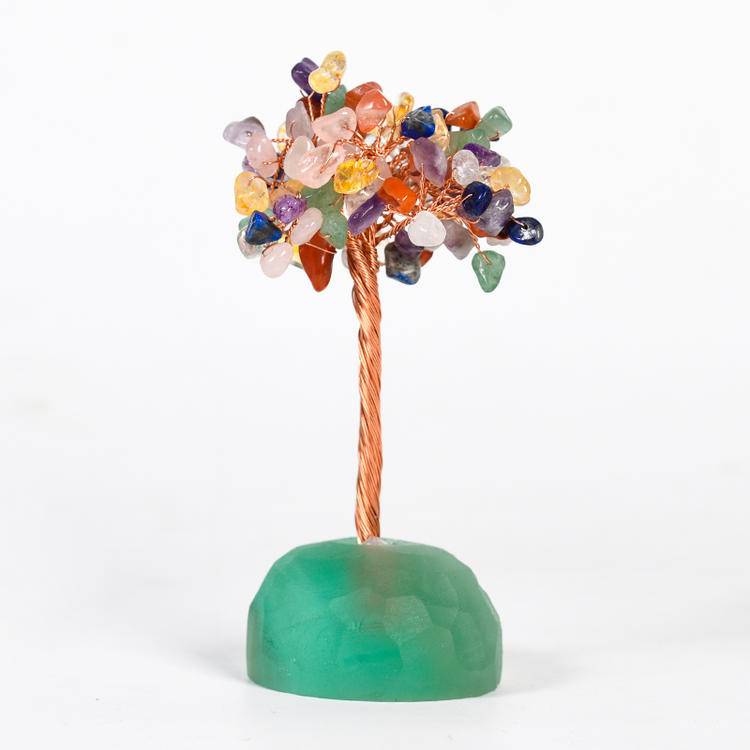 Radiant Intentions – Multicolor Crystal Tree on Raw Stone Base