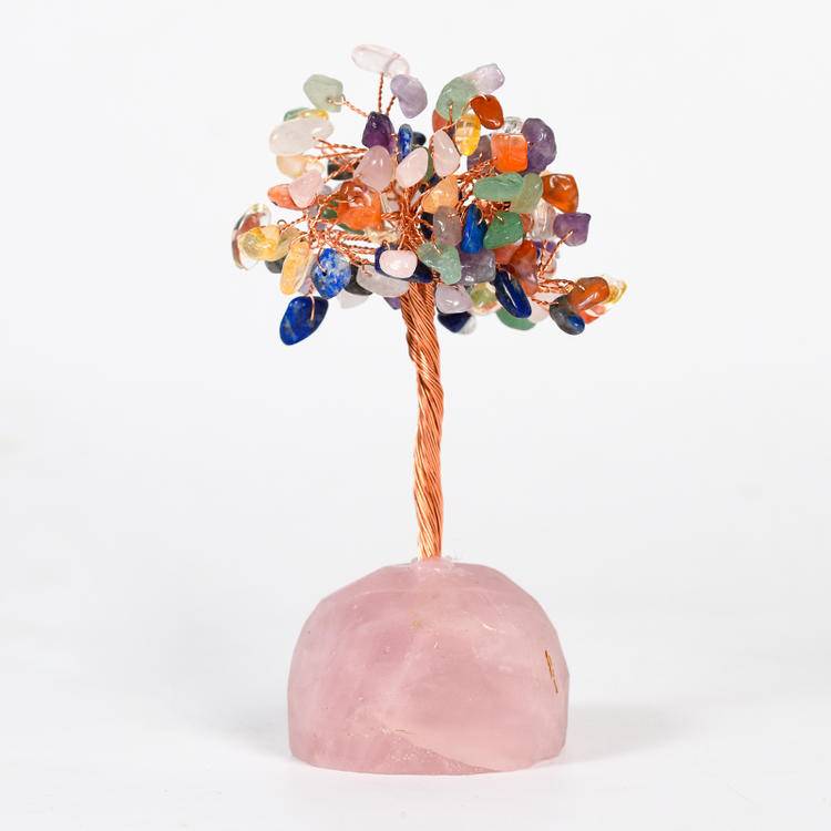 Radiant Intentions – Multicolor Crystal Tree on Raw Stone Base