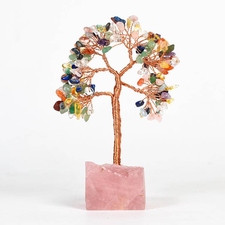 Radiant Intentions – Multicolor Crystal Tree on Raw Stone Base