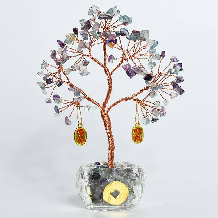 Wealth in Bloom – Feng Shui Money Tree in Clear Bowl