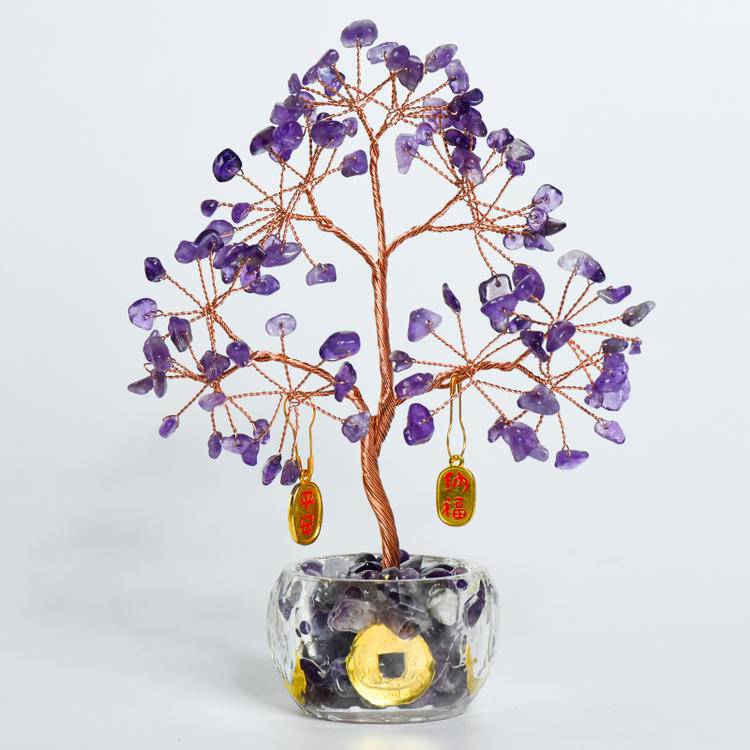 Wealth in Bloom – Feng Shui Money Tree in Clear Bowl