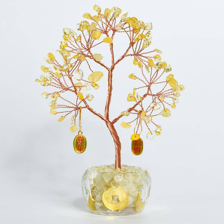 Wealth in Bloom – Feng Shui Money Tree in Clear Bowl