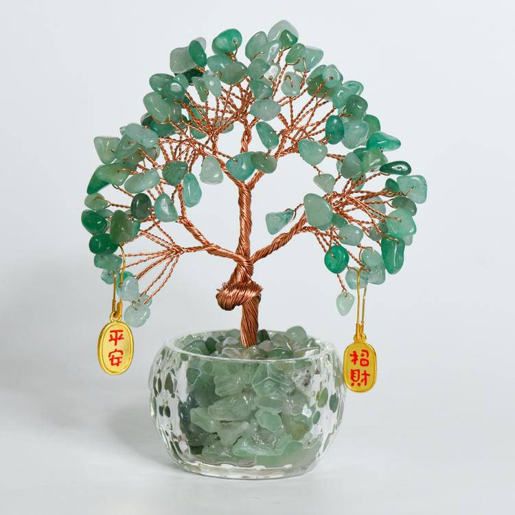 Wealth in Bloom – Feng Shui Money Tree in Clear Bowl
