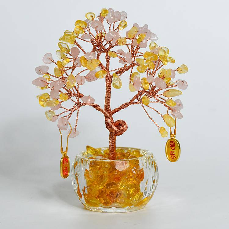 Wealth in Bloom – Feng Shui Money Tree in Clear Bowl