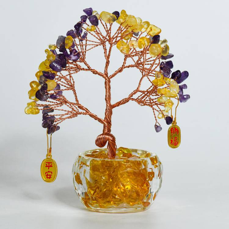 Wealth in Bloom – Feng Shui Money Tree in Clear Bowl