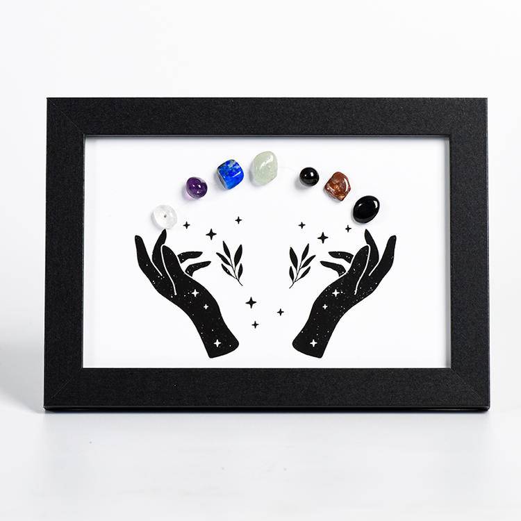 Sacred Flow – Chakra Energy Hands Crystal Art Frame