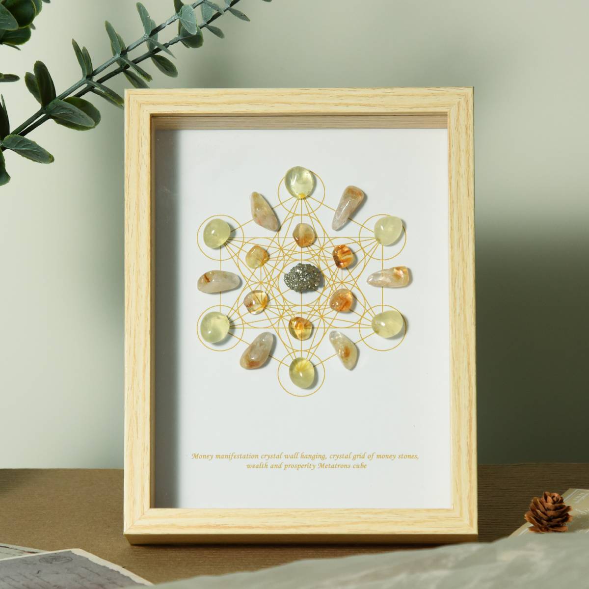 Wealth Manifestation – Metatron Citrine Crystal Grid Art