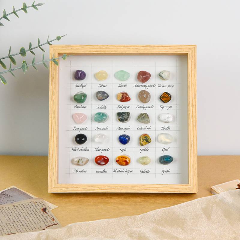 Energy Spectrum – 25 Crystal Tumbled Stone Art Frame