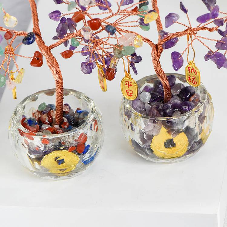 Wealth in Bloom – Feng Shui Money Tree in Clear Bowl