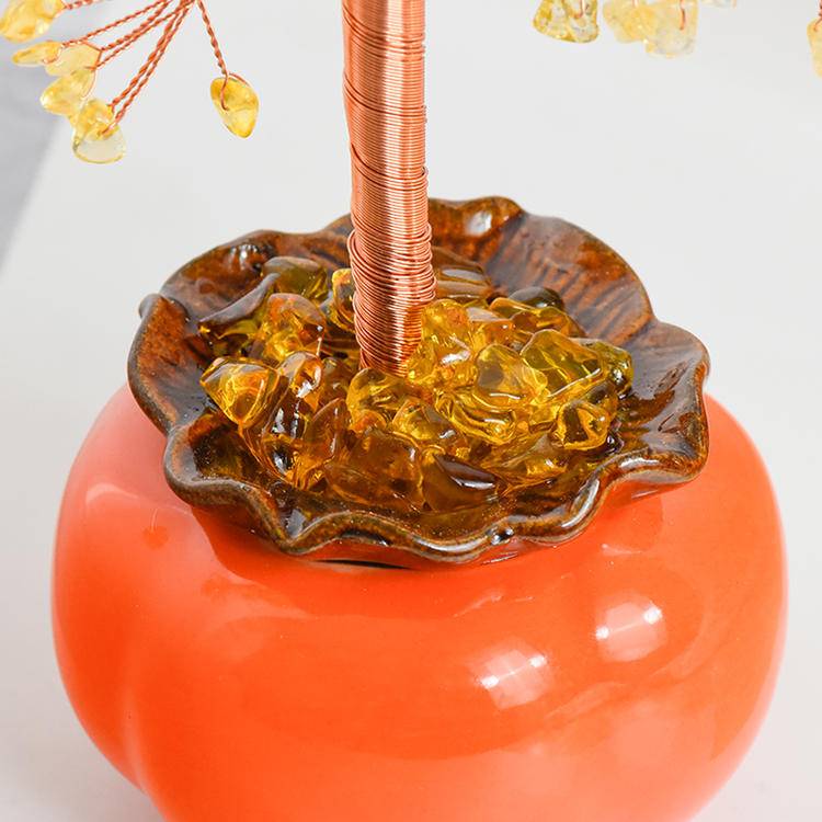 Fruitful Wishes – Citrine Crystal Tree in Persimmon Pot