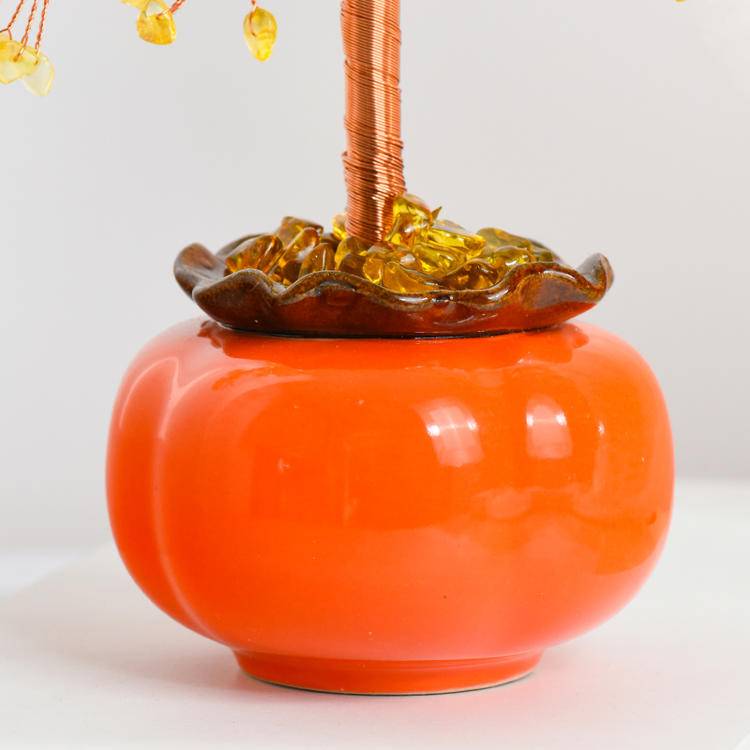 Fruitful Wishes – Citrine Crystal Tree in Persimmon Pot
