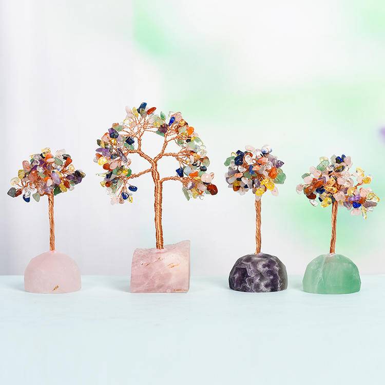 Radiant Intentions – Multicolor Crystal Tree on Raw Stone Base