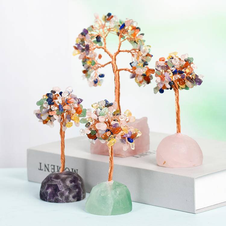 Radiant Intentions – Multicolor Crystal Tree on Raw Stone Base