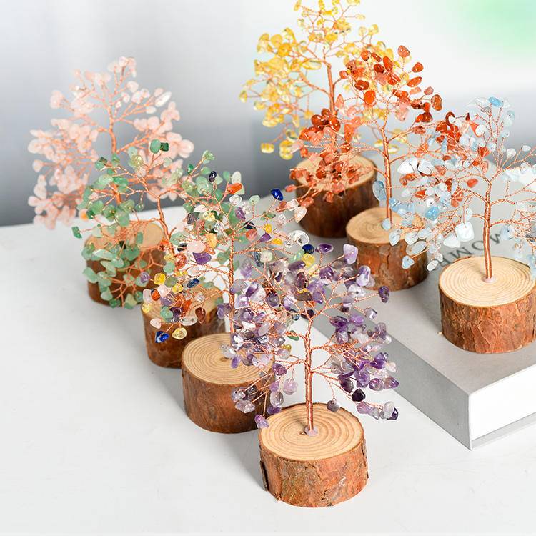 Natural Renewal – Crystal Tree on Wood Base