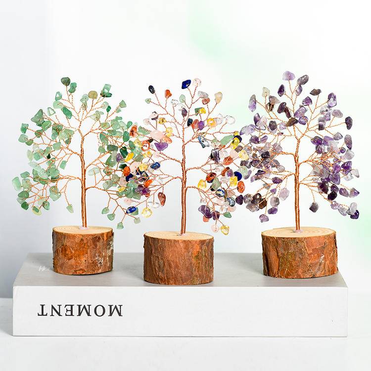 Natural Renewal – Crystal Tree on Wood Base