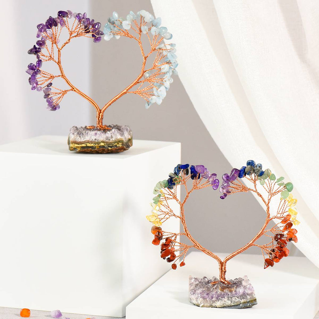 Heart of Harmony – Natural Crystal Tree with Amethyst Cluster Base