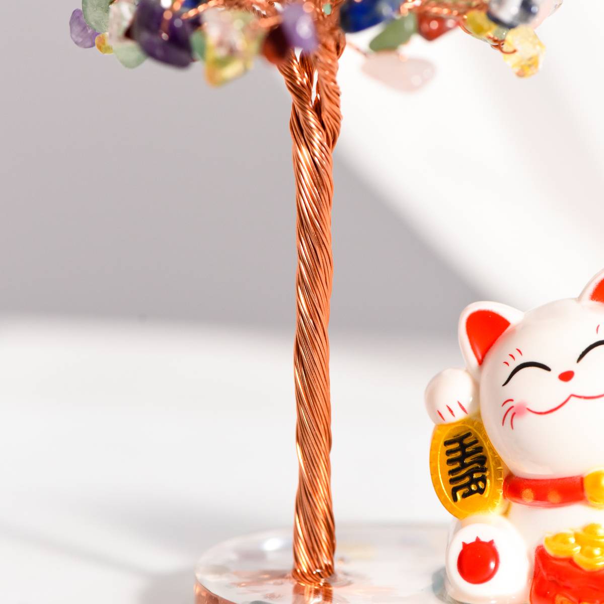 Fortune Guardian – Crystal Money Tree with Maneki Neko Lucky Cat