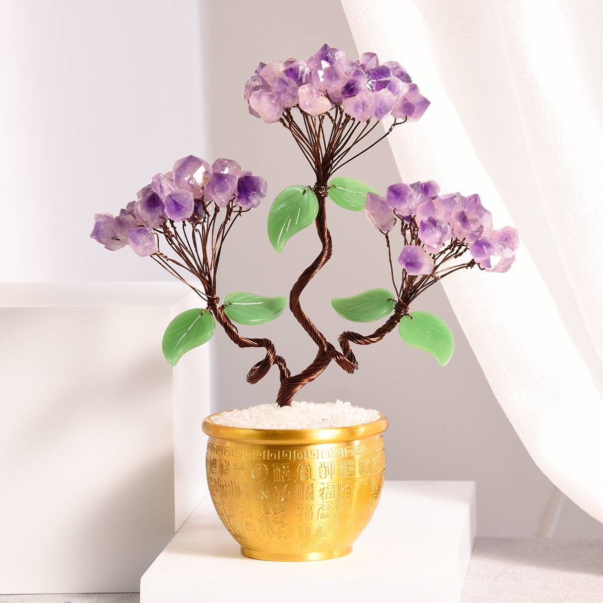 Inner Peace & Prosperity – Amethyst Crystal Tree in ‘Hundred Blessings’ Pot