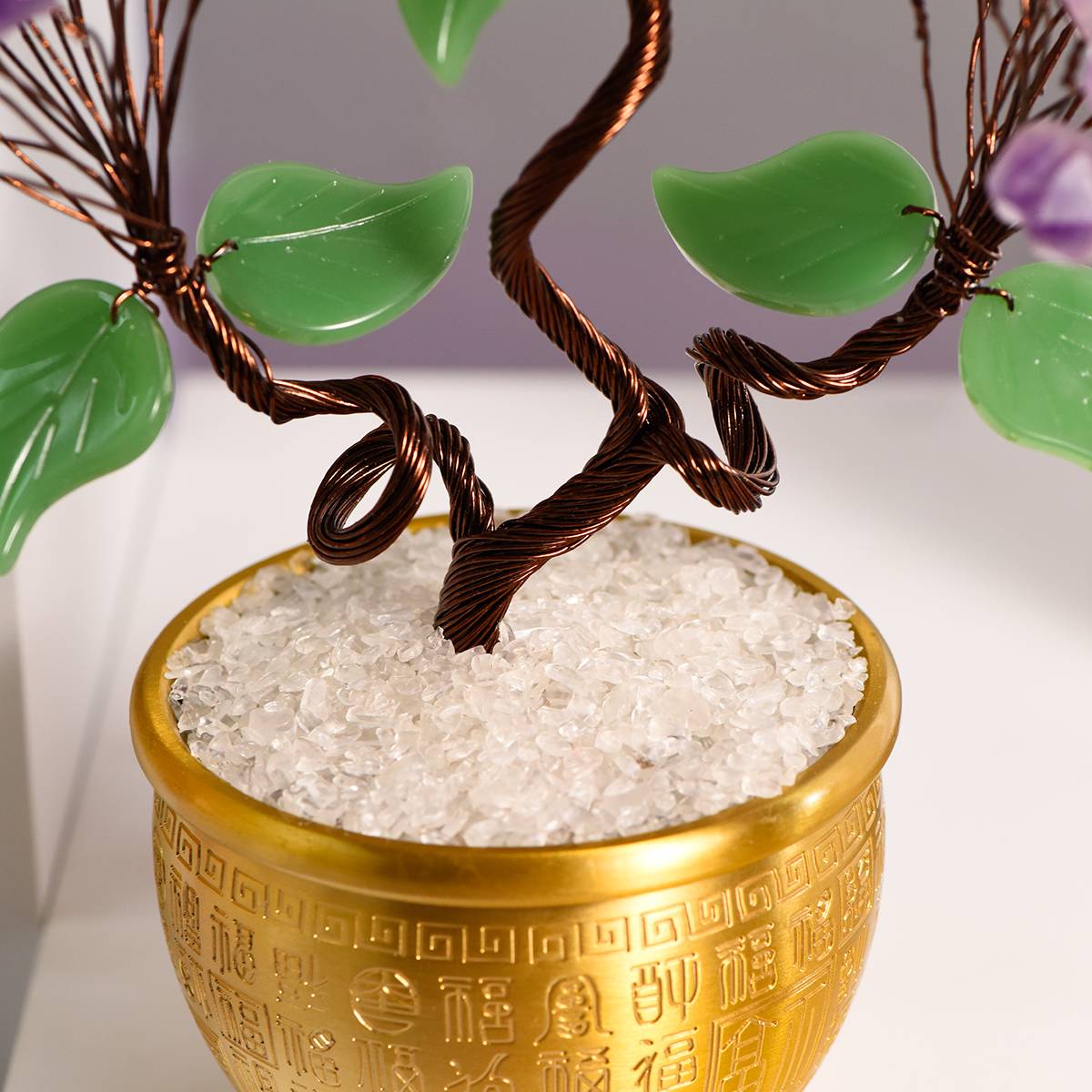 Inner Peace & Prosperity – Amethyst Crystal Tree in ‘Hundred Blessings’ Pot
