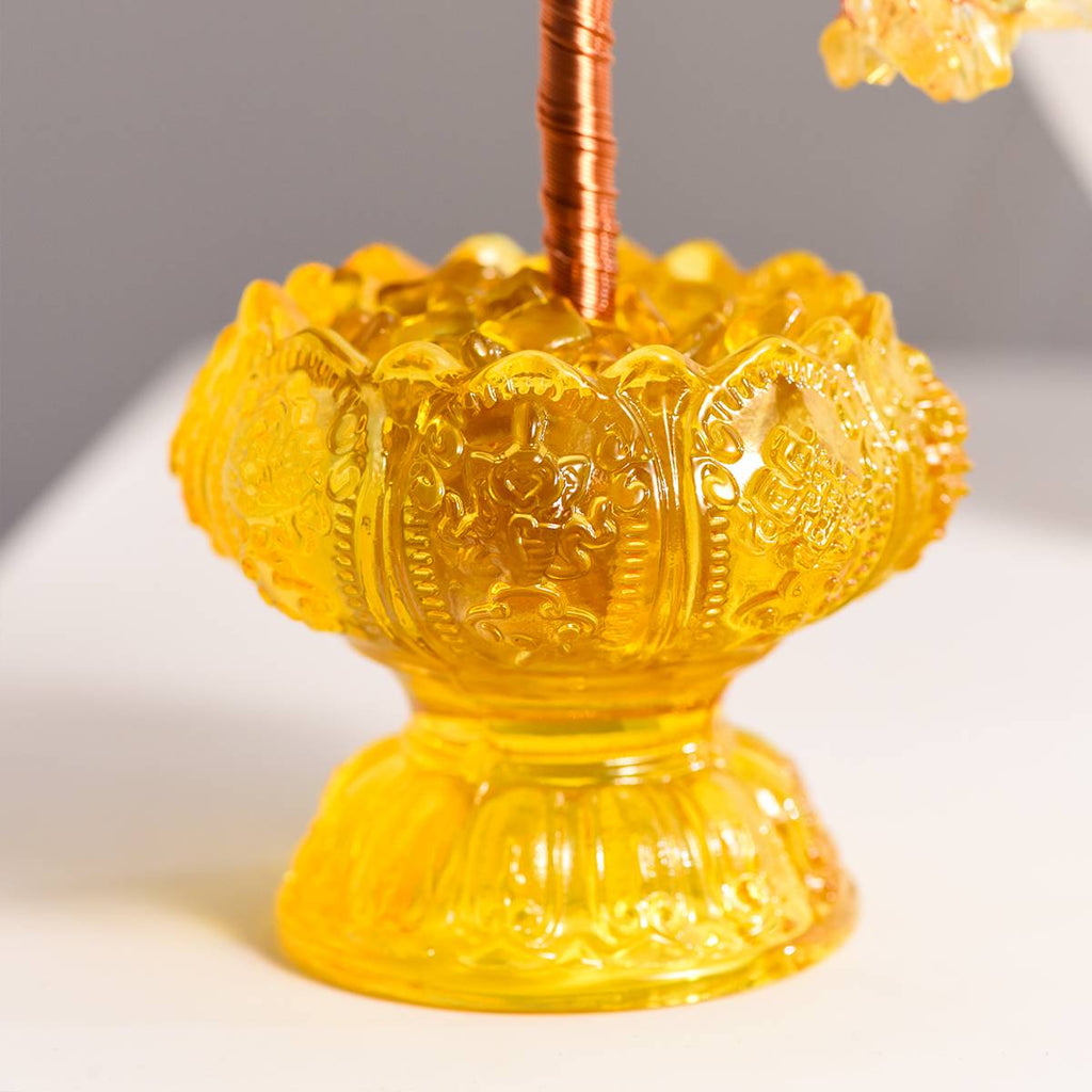 Abundant Blessings – Citrine Crystal Tree on Eight Auspicious Symbols Base